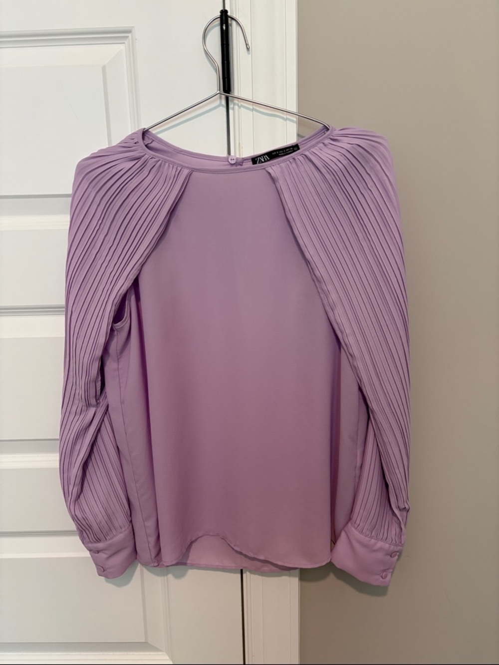 Zara Lilac Pleated Raglan Sleeve Blouse - Women